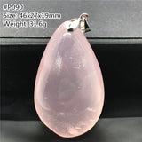Madagascar Rose Quartz Pendant Pink Love Gift Crystal Beads Silver Water Drop