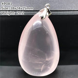 Madagascar Rose Quartz Pendant Pink Love Gift Crystal Beads Silver Water Drop