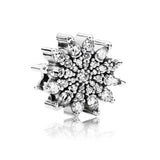 925 Silver Snowflake Bowknot Flower Beaded Charm for Women's Jewelry