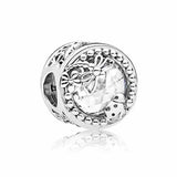 925 Silver Snowflake Bowknot Flower Beaded Charm for Women's Jewelry