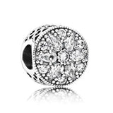 925 Silver Snowflake Bowknot Flower Beaded Charm for Women's Jewelry