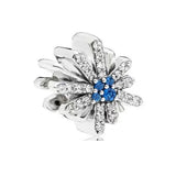925 Silver Snowflake Bowknot Flower Beaded Charm for Women's Jewelry