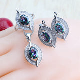 Natural Magic Rainbow Zirconia Jewelry Set 925 Silver Wedding