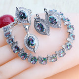 Natural Magic Rainbow Zirconia Jewelry Set 925 Silver Wedding