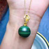 Natural Malachite 18mm Round Bead Necklace Pendant Charm Crystal Gem