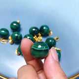 Natural Malachite 18mm Round Bead Necklace Pendant Charm Crystal Gem