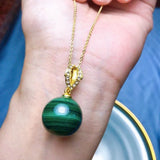 Natural Malachite 18mm Round Bead Necklace Pendant Charm Crystal Gem