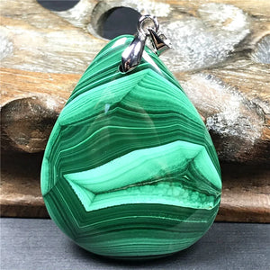 Natural Malachite Chrysocolla Pendant Green Malachite Stone Jewelry