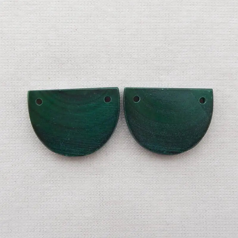 Natural Malachite Double Holes Earring Bead 20x15x3mm 6g