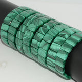 Natural Malachite Flat Rectangle Bracelet 10x14mm