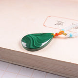 Malachite Gemstone Beads Chain Long Necklace Woman Necklaces