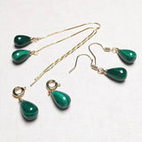 Hand Carved Malachite Drop Jade Earrings for Men and Women