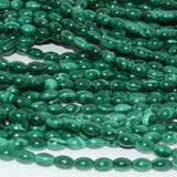 Natural Malachite Loose Rice Beads 6x9mm