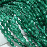 Natural Malachite Loose Rice Beads 6x9mm