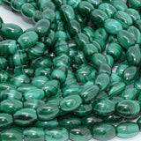 Natural Malachite Loose Rice Beads 8x11mm-9x12mm
