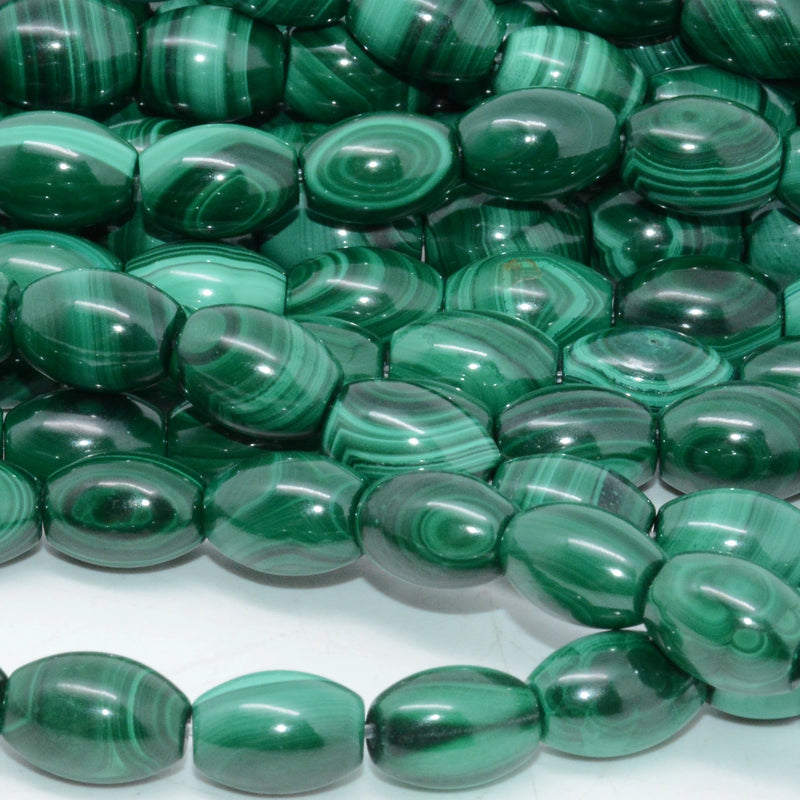 Natural Malachite Loose Rice Beads 8x11mm-9x12mm