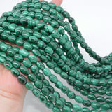 Natural Malachite Loose Rice Beads 8x11mm-9x12mm