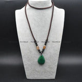 Malachite Stone Water Drop Pendant Necklace Vintage Jewelry