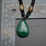 Malachite Stone Water Drop Pendant Necklace Vintage Jewelry