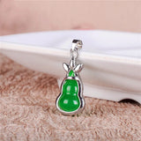 Malay Jade Heart Gourd 925 Silvery Jade Pendant Jewelry Lucky Amulet