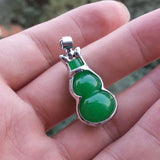 Malay Jade Heart Gourd 925 Silvery Jade Pendant Jewelry Lucky Amulet