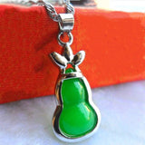 Malay Jade Heart Gourd 925 Silvery Jade Pendant Jewelry Lucky Amulet