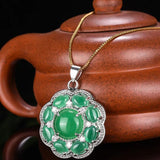 Malay Jade Flower Pendant Lucky Safety Amulet