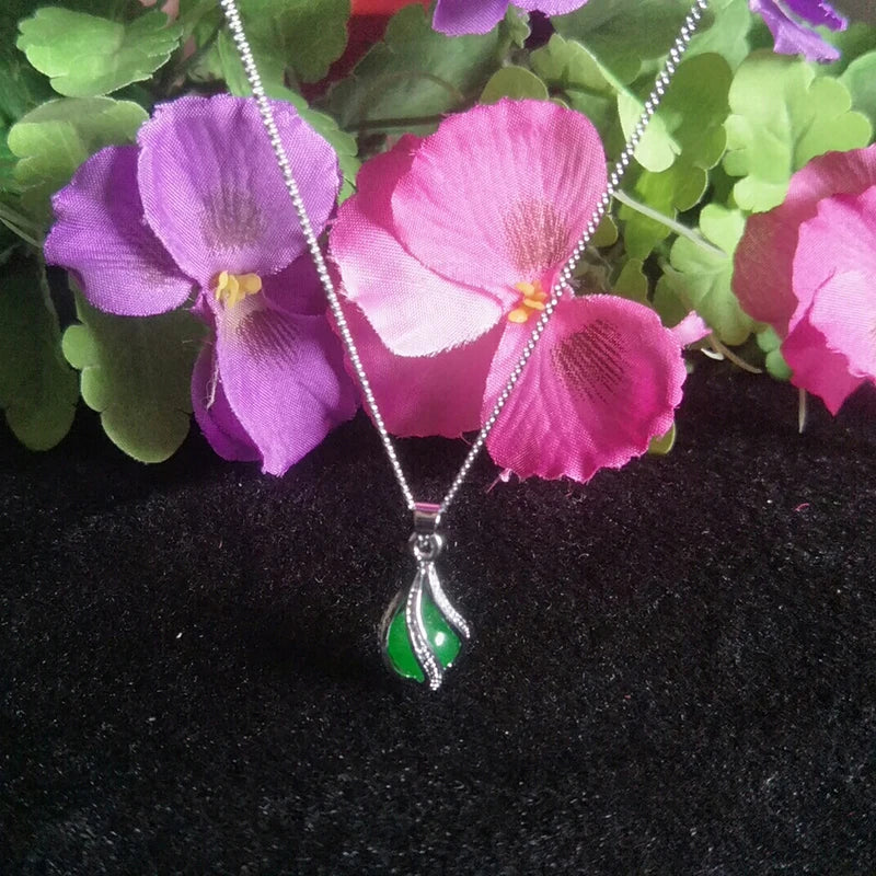 Malay Jade Luck Bead Pendant 925 Silver Jewelry