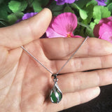 Malay Jade Luck Bead Pendant 925 Silver Jewelry