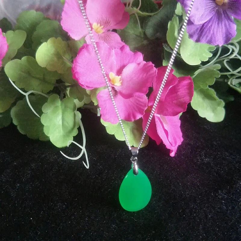 Malay Jade Water-Drop 925 Silver Pendant Jewelry Exorcise Evil Spirits Amulet