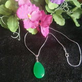 Malay Jade Water-Drop 925 Silver Pendant Jewelry Exorcise Evil Spirits Amulet