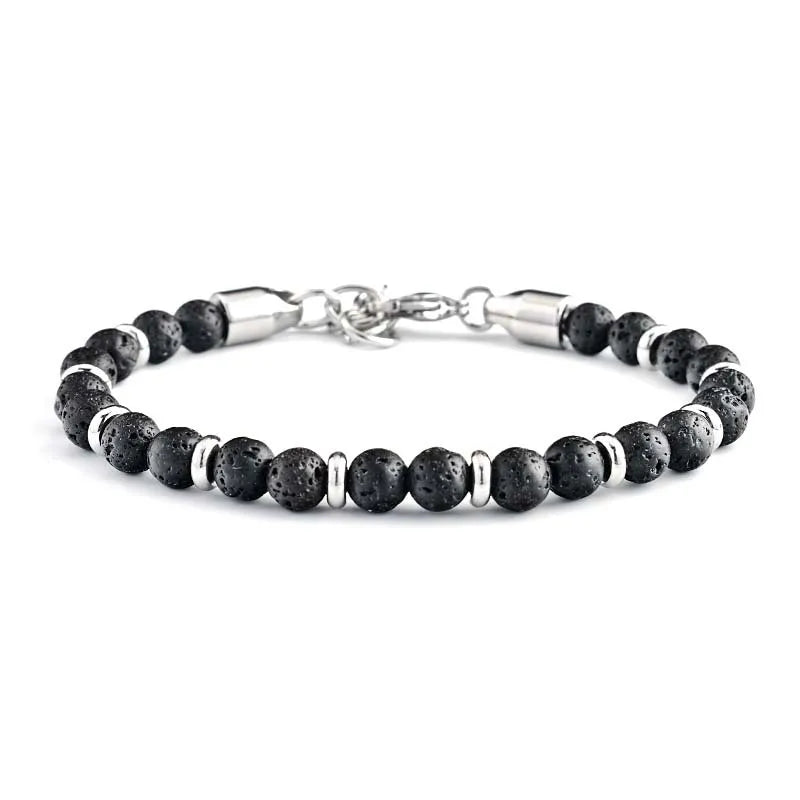Map Stone Bracelet for Men Stainless Steel Jewelry Gift
