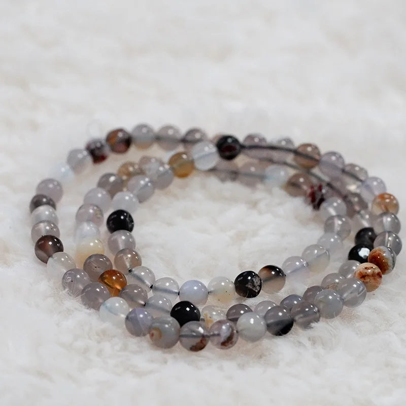 Hand-carved Three-circle Agate Bracelet Men Women Jewelry