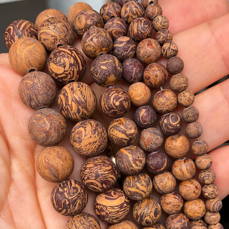 Matte Elephant Skin Jaspers Round Stone Beads 15'' 4 6 8 10mm