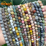 Natural Matte Gemstone Beads Turquoises Quartz Jaspers Round Beads 15"