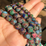 Matte Multicolor Cloisonne Minerals Beads Round Loose Beads 15''