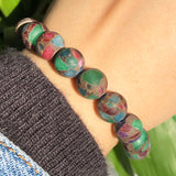 Matte Multicolor Cloisonne Minerals Beads Round Loose Beads 15''