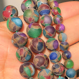 Matte Multicolor Cloisonne Minerals Beads Round Loose Beads 15''