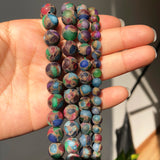 Matte Multicolor Cloisonne Minerals Beads Round Loose Beads 15''