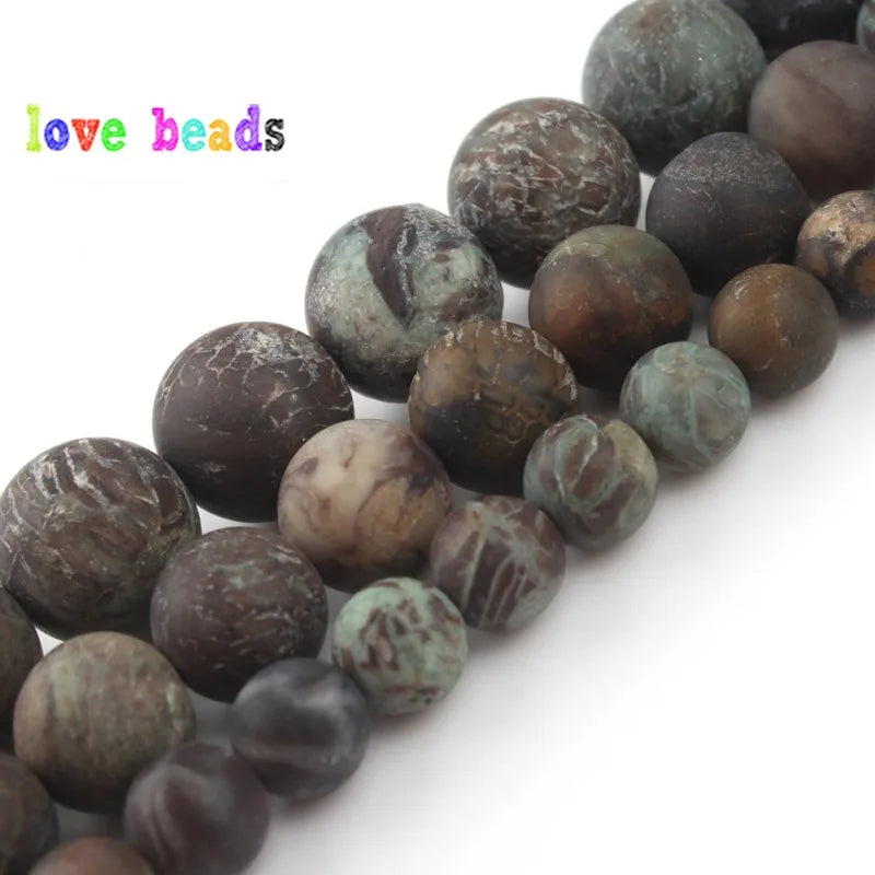 Matte Snakeskin Jaspers Brown Stone Beads 6/8/10mm for Jewelry Making