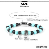Matte Stone Couple Bracelet Stainless Steel Charm Magnetic Buckle Men Bangles
