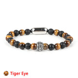 Matte Stone Couple Bracelet Stainless Steel Charm Magnetic Buckle Men Bangles