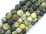 Matte Yellow Turquoise Round Beads 15'' 4-12mm 5 Strands/Pack