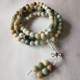 Frosted Amazonite Beads Bracelet for Girls Buddhist Prayer Beads Malas