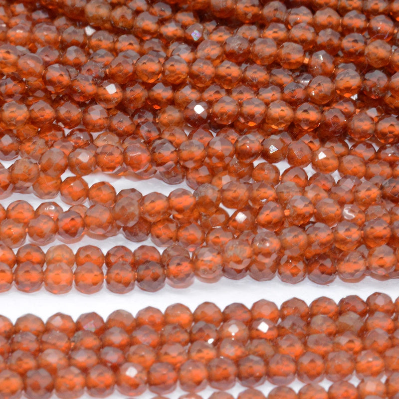 Natural Mid Spessartine Garnet / Rhodolite Garnet Faceted Round Beads 4mm