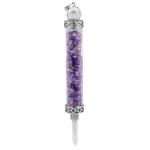 Mineral Chips Glass Bottle Pendant Crystal Stone Wishing Bottle Necklace