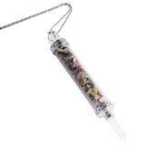 Mineral Chips Glass Bottle Pendant Crystal Stone Wishing Bottle Necklace