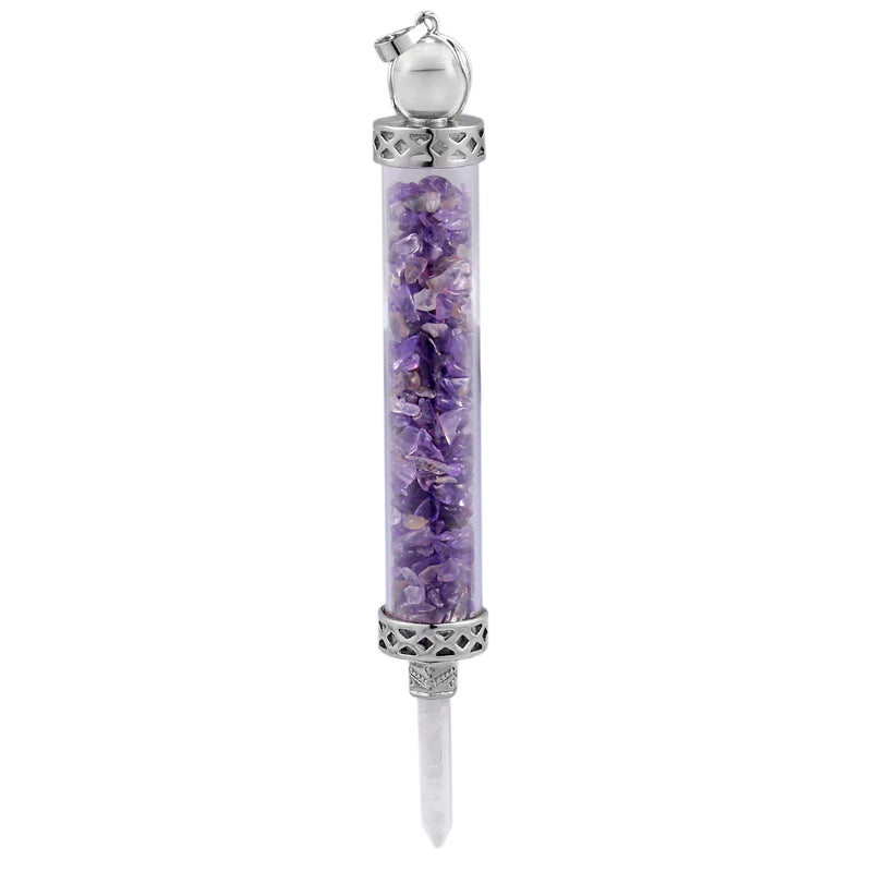 Mineral Chips Glass Bottle Pendant Crystal Stone Wishing Bottle Necklace