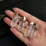Druzy Wand Pendant Clear Quartz Necklace Charms