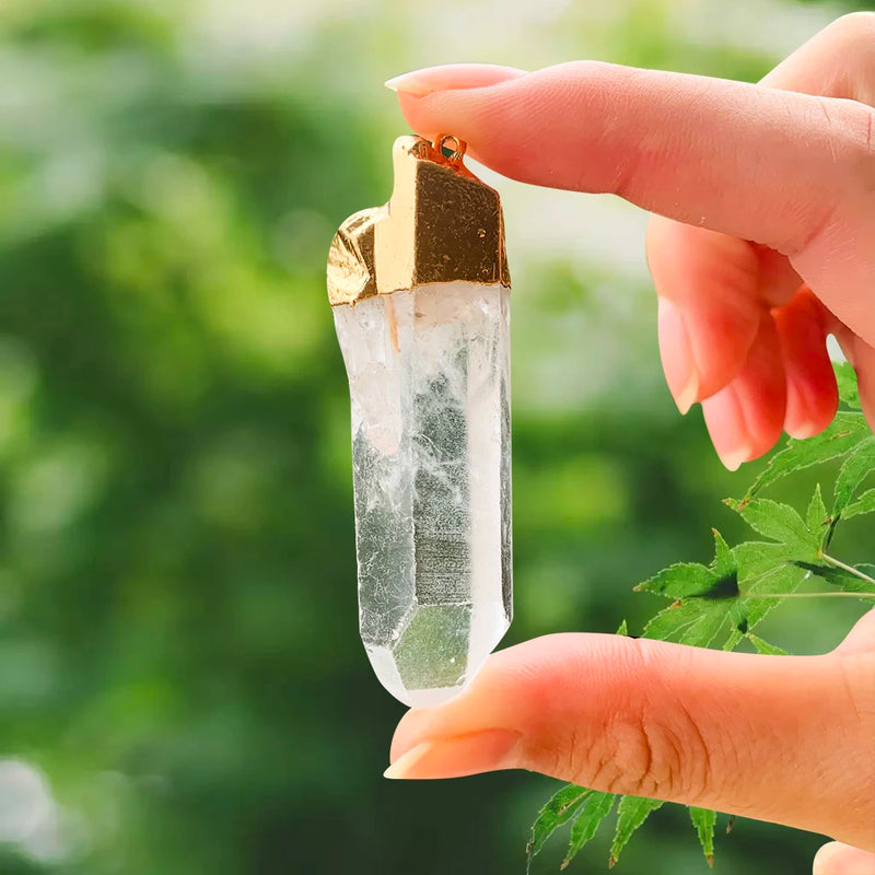 Druzy Wand Pendant Clear Quartz Necklace Charms